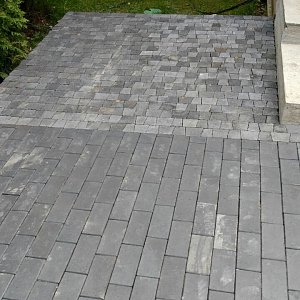 Мощение брусчаткой 100х200х50 термообработанной гранит черный Абсолют блек