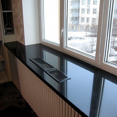 Подоконник из гранита Absolute Black